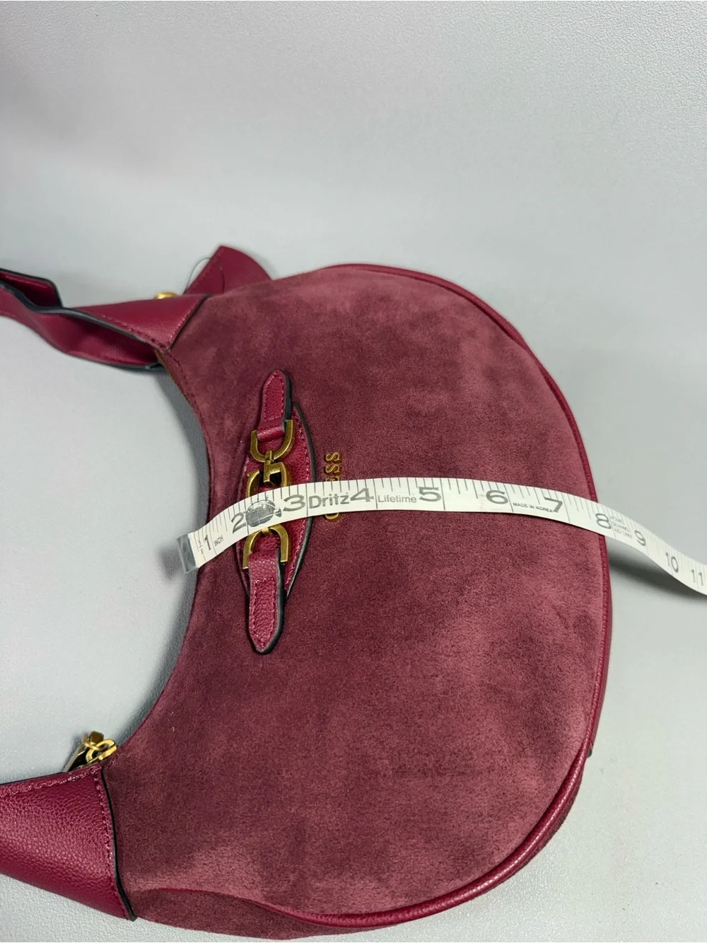 GUESS Malva Wine Suede and Leather Hobo Bag
